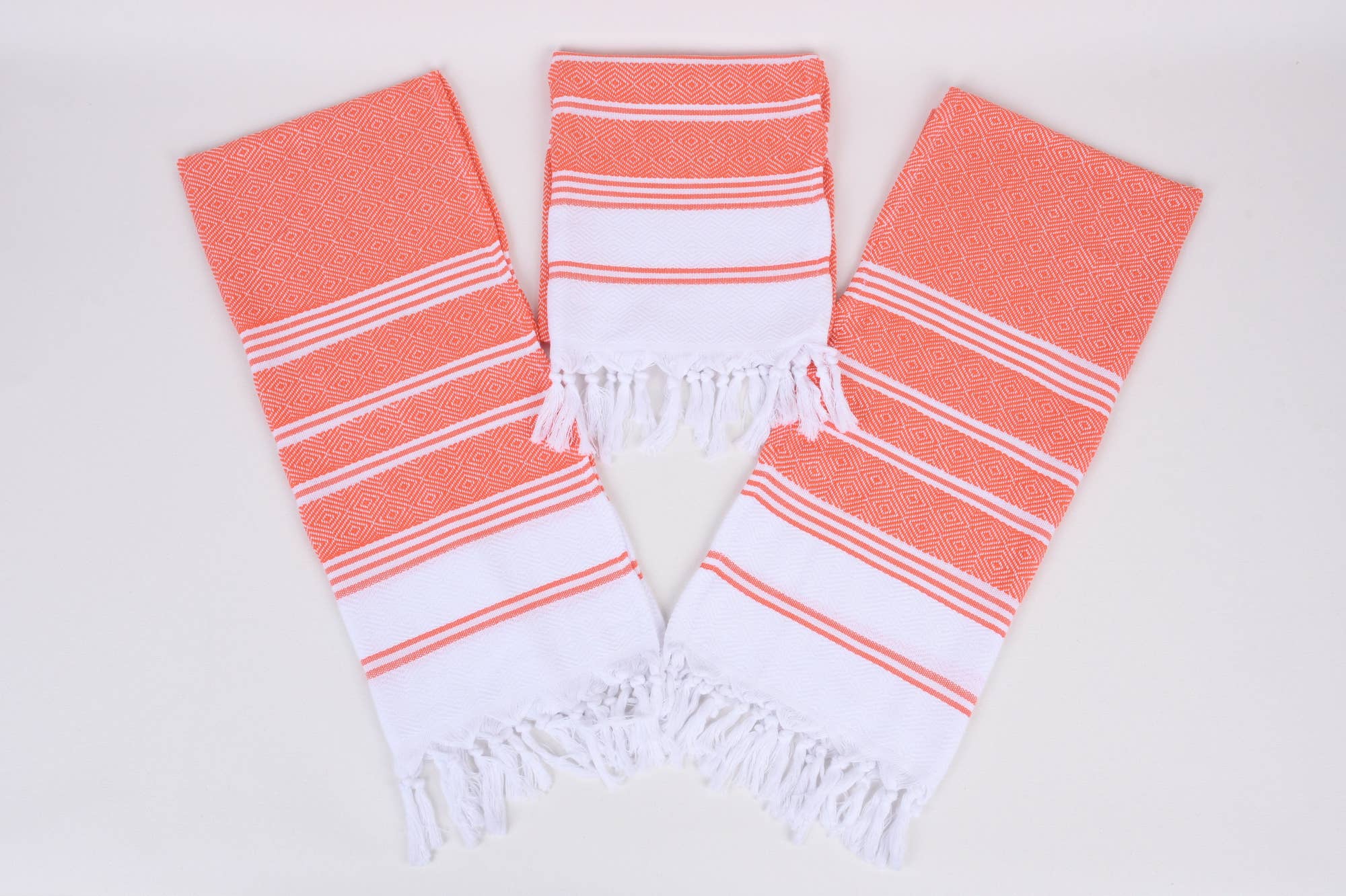 Turkish Peshkir Hand Towels in Coral (3) Turkish Peshkir Hand Towel in Coral
