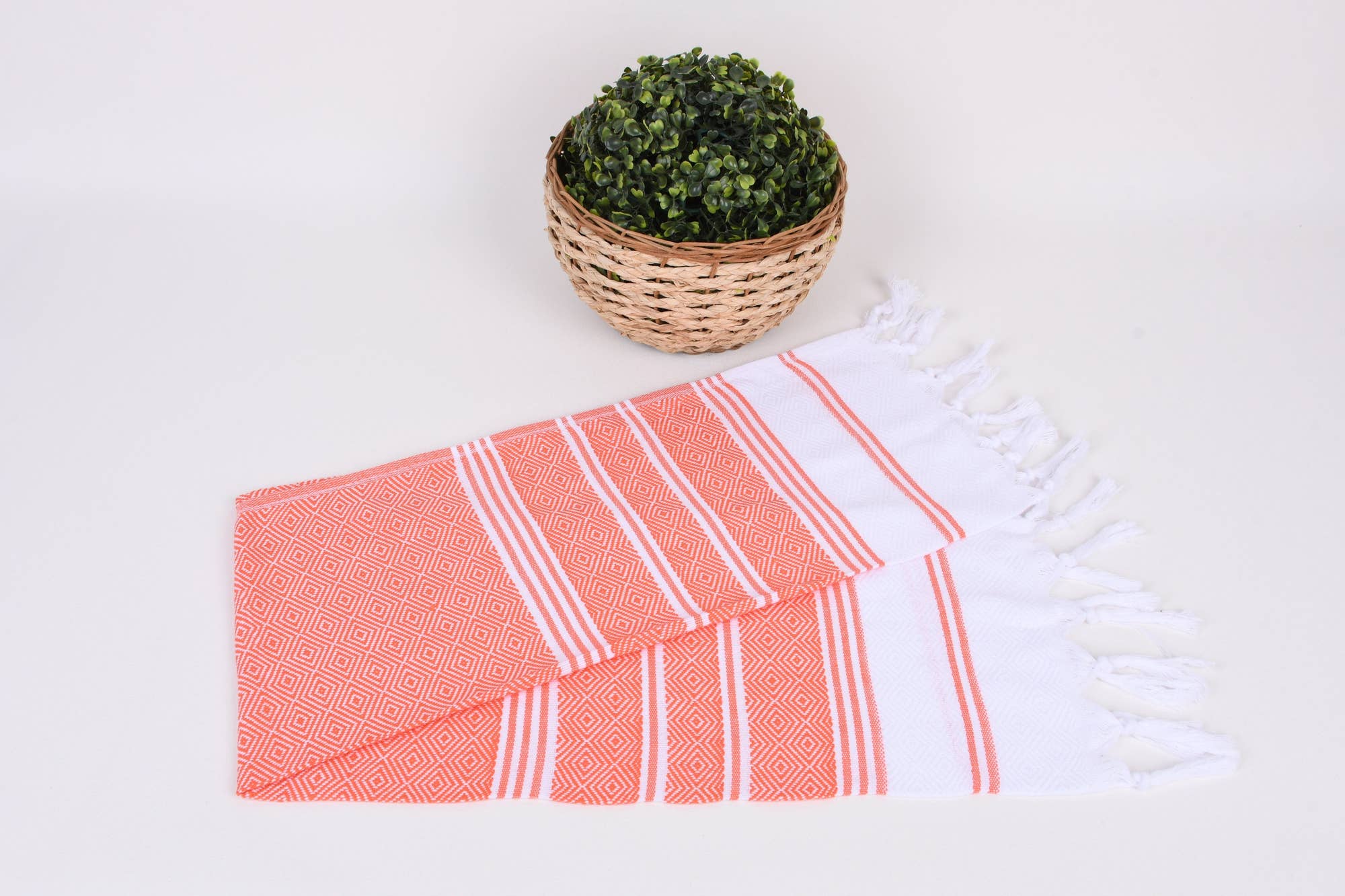 Turkish Peshkir Hand Towels in Coral (6) Turkish Peshkir Hand Towel in Coral