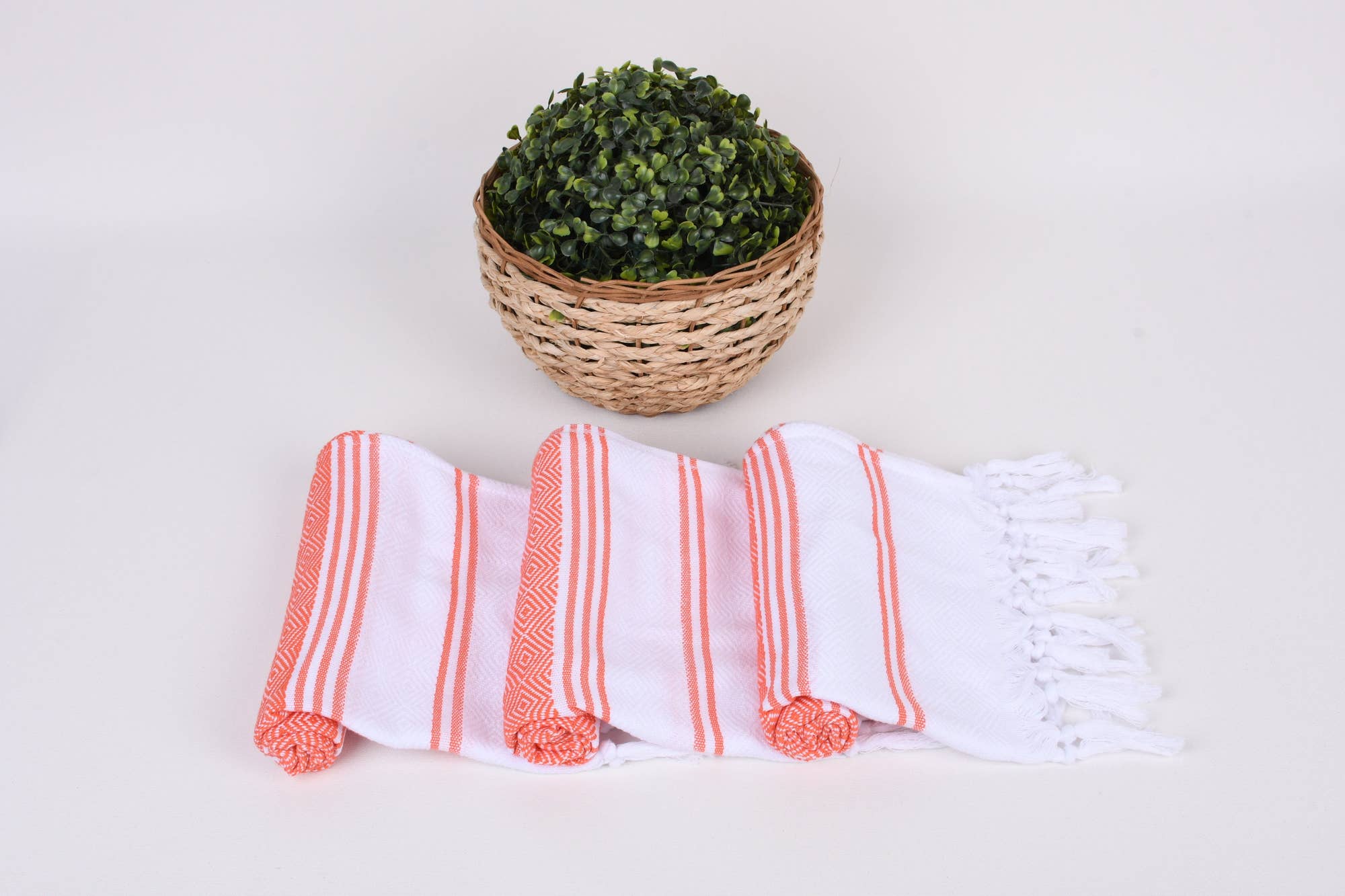 Turkish Peshkir Hand Towels in Coral (8) Turkish Peshkir Hand Towel in Coral