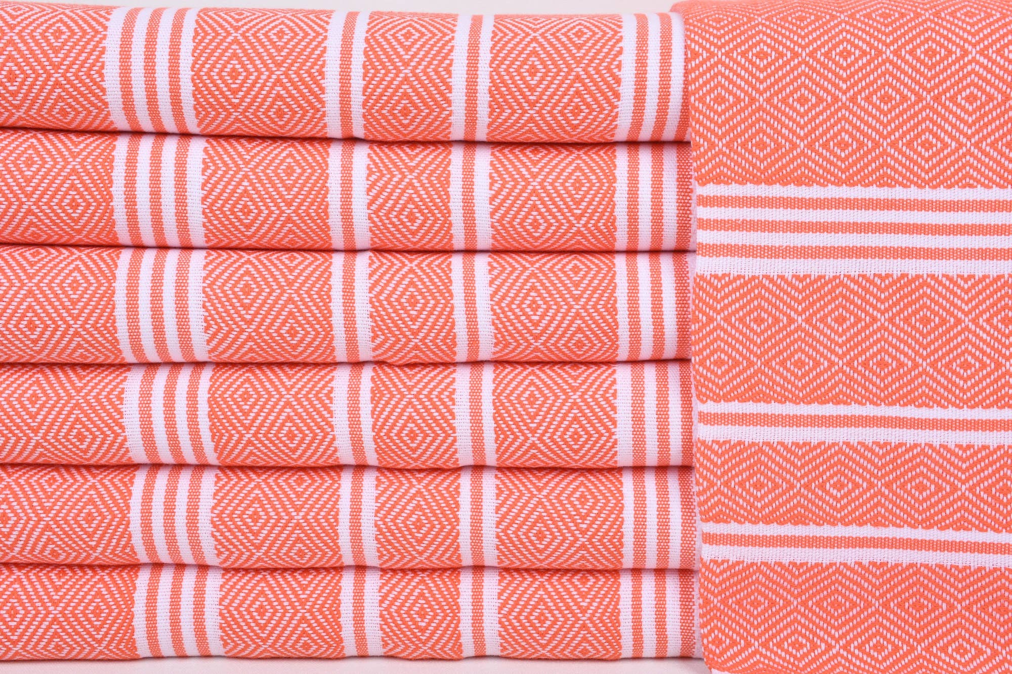 Turkish Peshkir Hand Towels in Coral (9) Turkish Peshkir Hand Towel in Coral